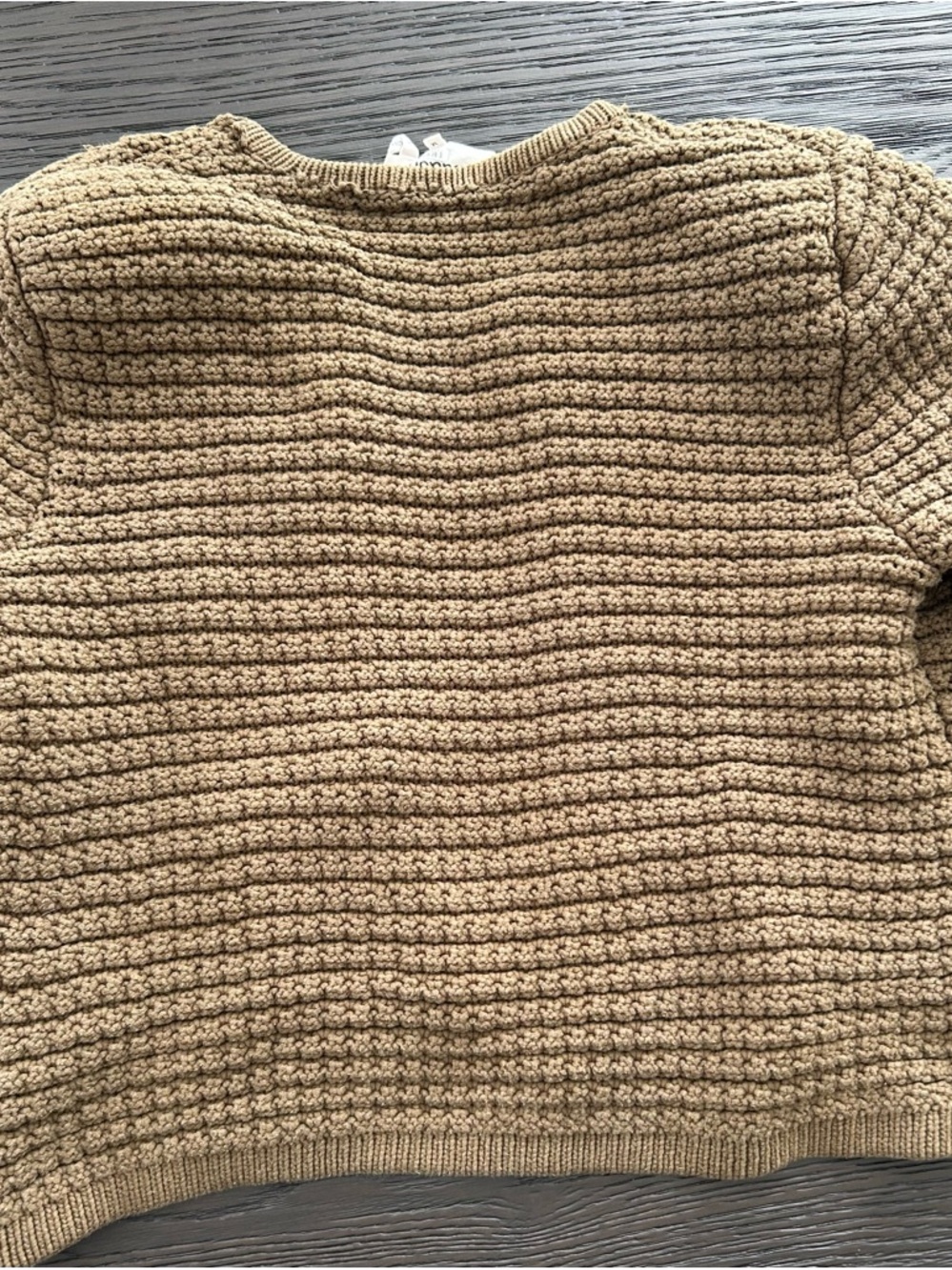 ba&sh Gaspard Cardigan Tan Open-Weave Knit Crop - Picture 6 of 11